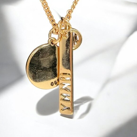 Dkny Gold Tone Necklace & Earrings Set 16" With 3" Extender NWT - Picture 8 of 11